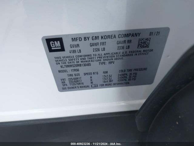 KL79MMS20MB130465 Chevrolet Trailblazer Fwd Ls