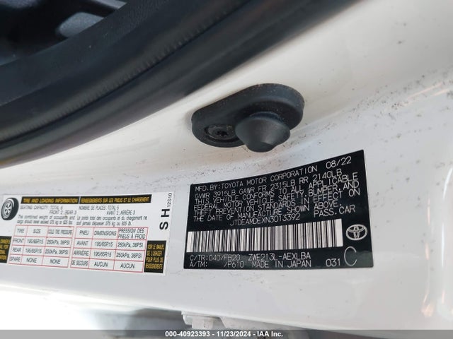 Toyota Corolla Hybrid Le 2022 JTDEAMDEXN3013392 Image 9