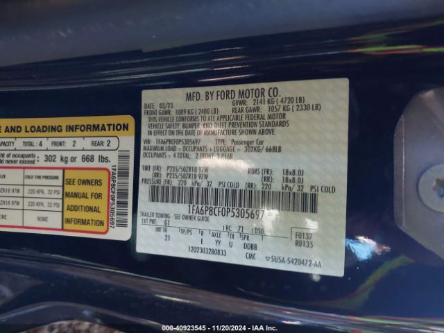 1FA6P8CF0P5305697 Ford MUSTANG GT