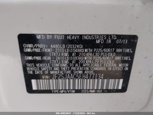 Subaru Forester 2.5i 2014 JF2SJAAC5EH477134 Image 9