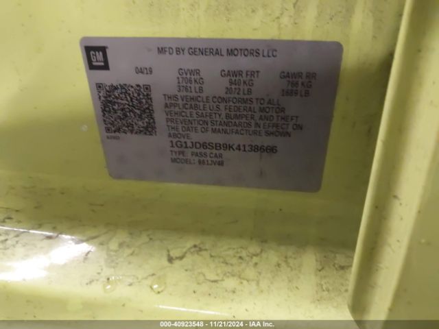 1G1JD6SB9K4138666 Chevrolet Sonic Lt Auto