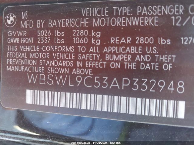 2010 BMW M3 WBSWL9C53AP332948 Photo 8