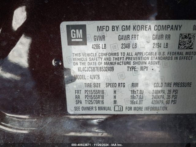KL4CJCSB7EB532409 Buick Encore Leather