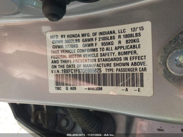 19XFC1F97GE005825 Honda Civic Touring