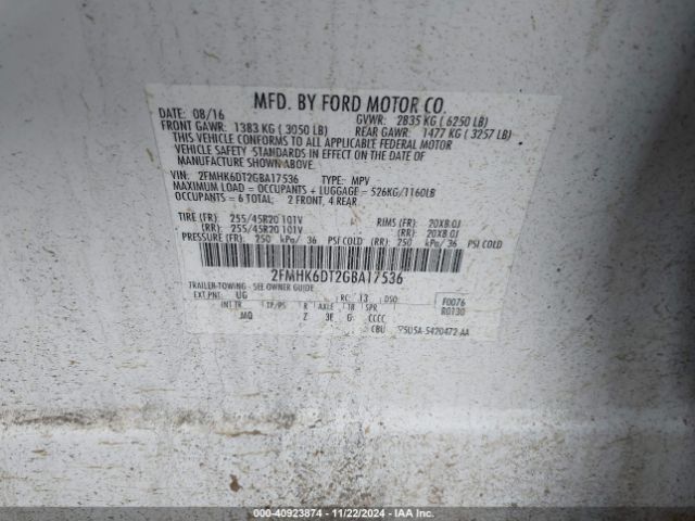 2FMHK6DT2GBA17536 Ford Flex Limited