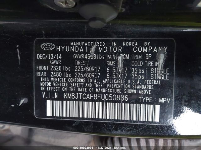 KM8JTCAF8FU050836 Hyundai TUCSON GLS