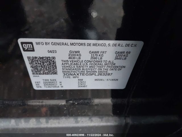 3GNAXTEG5PL263287 Chevrolet Equinox Awd 2fl