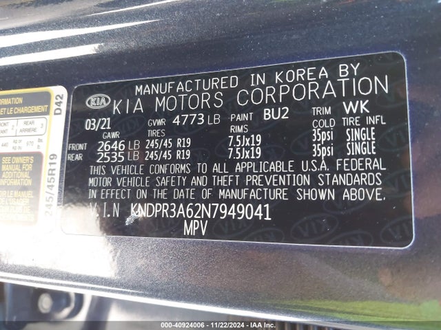 KNDPR3A62N7949041 KIA Sportage Sx Turbo