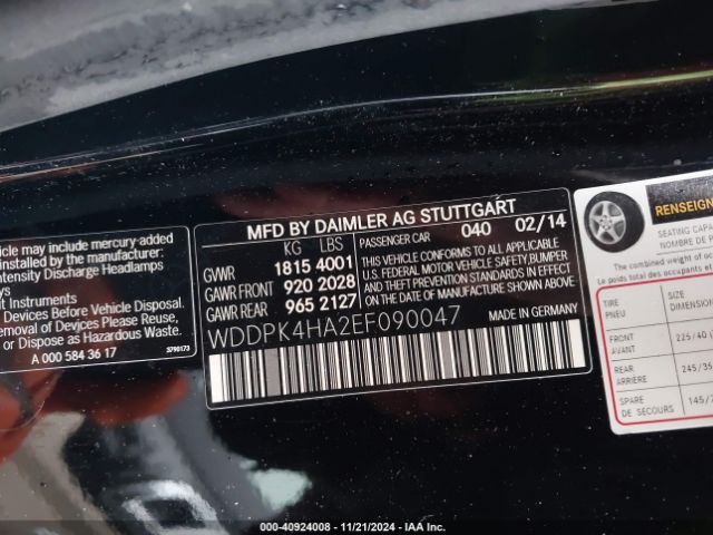 WDDPK4HA2EF090047 Mercedes-Benz SLK 250