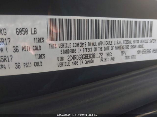 2C4RDGBG8ER381172 Dodge Grand Caravan American Value Pkg