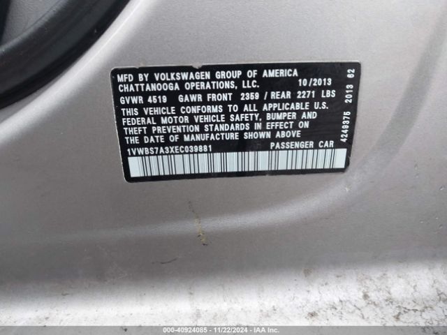 1VWBS7A3XEC039881 Volkswagen Passat 1.8t Se