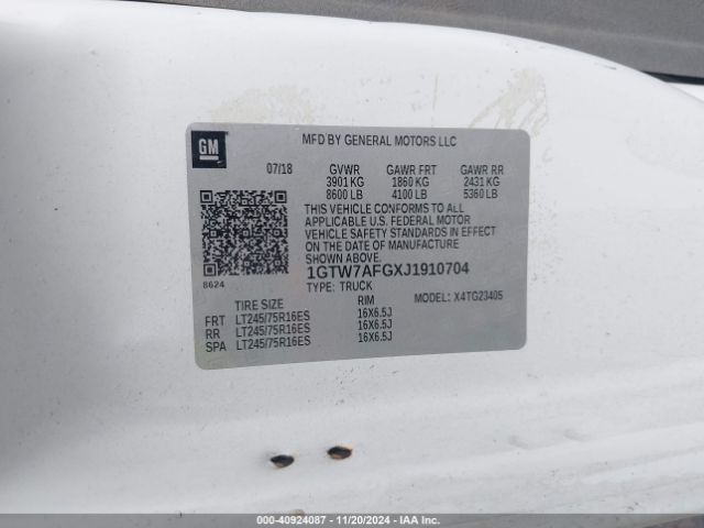 1GTW7AFGXJ1910704 GMC Savana 2500 Work Van