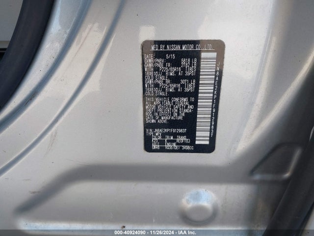 Nissan QUEST S 2015 JN8AE2KP1F9129837 Image 9