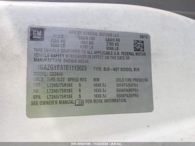 Chevrolet Express 3500 Lt 2014 1GAZGYFA7E1113620 Image 9