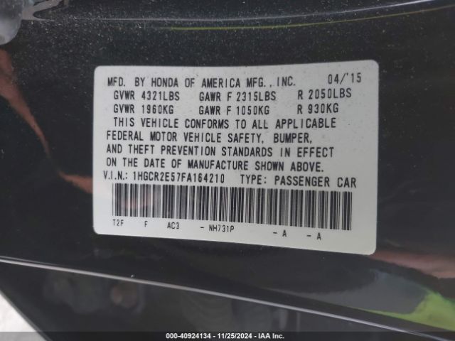 1HGCR2E57FA164210 Honda Accord Sport