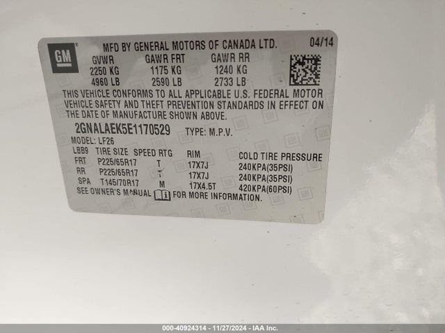 2GNALAEK5E1170529 Chevrolet EQUINOX LS