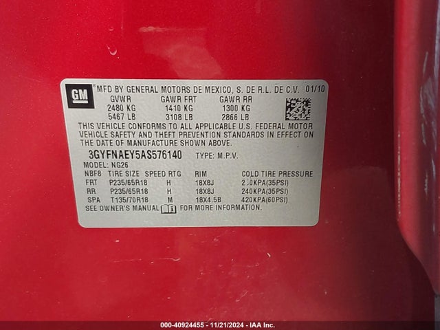 2010 CADILLAC SRX 3GYFNAEY5AS576140 Photo 8