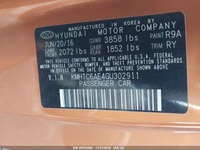 KMHTC6AE4GU302911 Hyundai Veloster Turbo