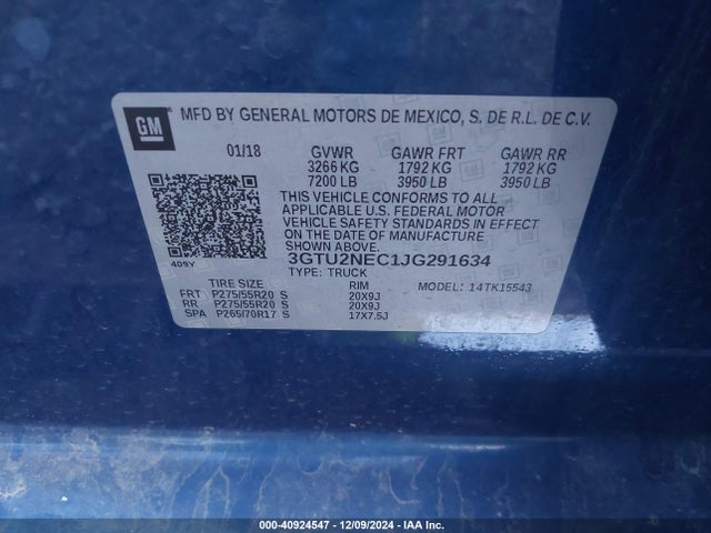 3GTU2NEC1JG291634 GMC Sierra 1500 Slt