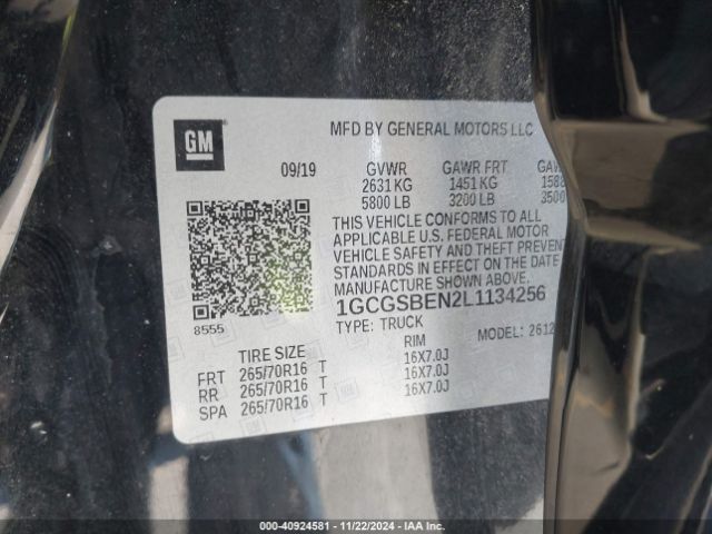 1GCGSBEN2L1134256 Chevrolet Colorado 2wd  Short Box Wt