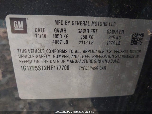 Chevrolet MALIBU 1LT 2017 1G1ZE5ST2HF177700 Image 9