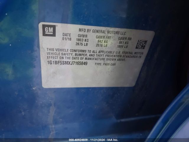 1G1BF5SMXJ7165849 Chevrolet Cruze Premier Auto