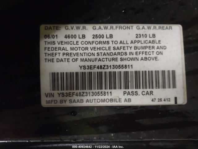 2001 SAAB 9-5 YS3EF48Z313055811 Photo 8