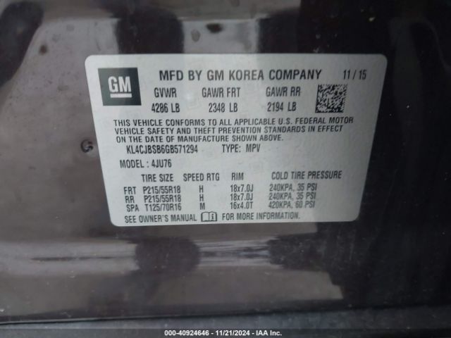 KL4CJBSB6GB571294 Buick Encore Convenience