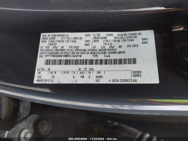Ford F-250 Platinum 2021 1FT7W2BN1MEC32214 Image 9