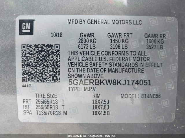 5GAERBKW8KJ174051 Buick Enclave Fwd Essence