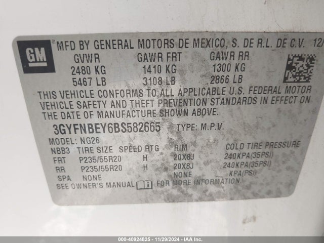 2011 CADILLAC SRX 3GYFNBEY6BS582665 Photo 8