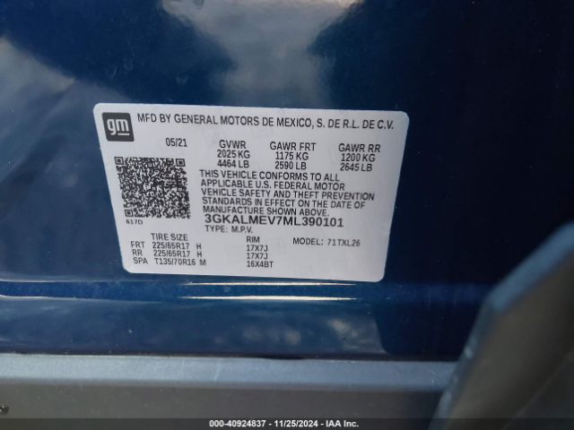 3GKALMEV7ML390101 GMC Terrain Fwd Sle