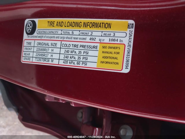 Chevrolet EQUINOX LT 2019 2GNAXUEV0K6106994 Image 9
