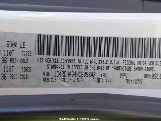1C4RDHAG4HC609642 Dodge Durango Sxt Rwd