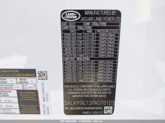 SALKP9E73PA078123 Land Rover Range Rover P530 Se