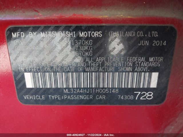 ML32A4HJ1FH005148 Mitsubishi Mirage Es/rf