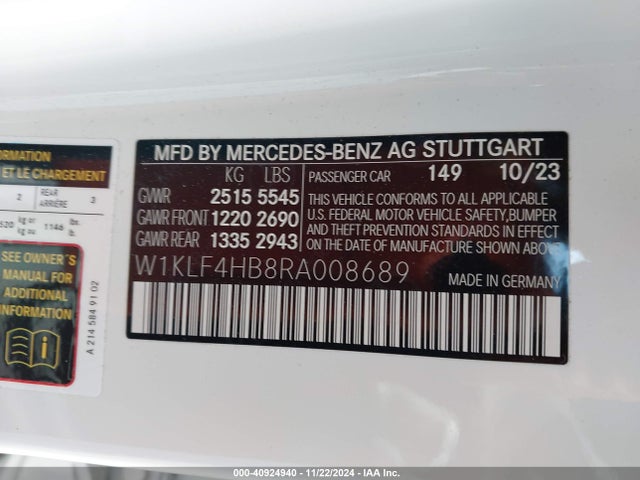 Mercedes-Benz E 350 2024 W1KLF4HB8RA008689 Image 9