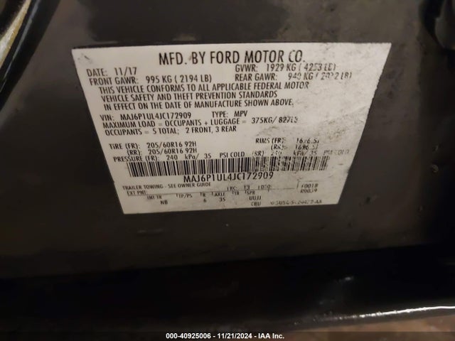 MAJ6P1UL4JC172909 Ford Ecosport Se