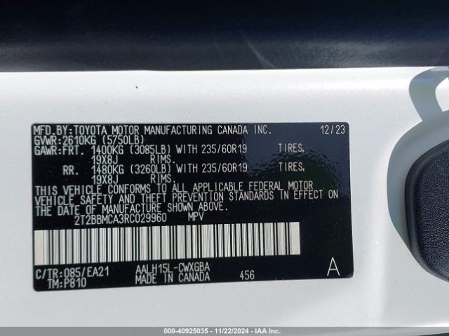2T2BBMCA3RC029960 Lexus Rx 350h Premium