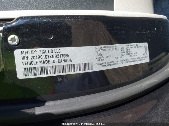 2C4RC1S7XNR217065 Chrysler Pacifica Hybrid Limited