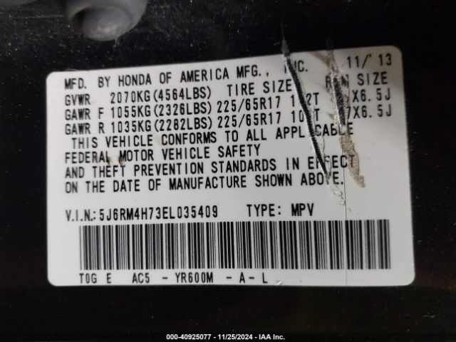 5J6RM4H73EL035409 Honda Cr-v Ex-l