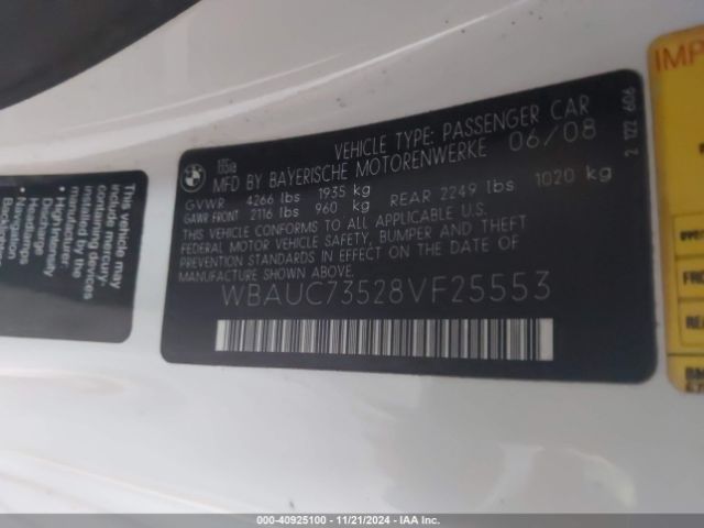 2008 BMW 135I WBAUC73528VF25553 Photo 8