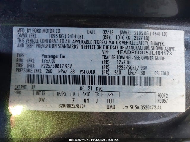 Ford C-max Hybrid Titanium 2018 1FADP5DU5JL104173 Image 9