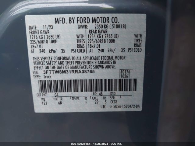 3FTTW8M31RRA08765 Ford Maverick Lariat