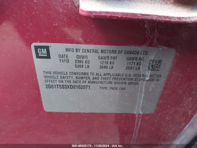 2013 CADILLAC XTS 2G61T5S3XD9162071 Photo 8