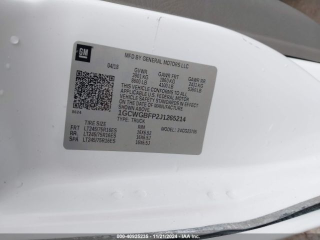 1GCWGBFP2J1265214 Chevrolet Express 2500 Work Van