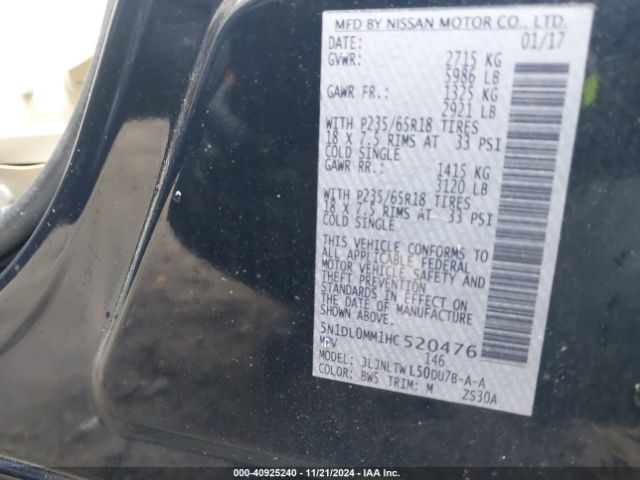 5N1DL0MM1HC520476 Infiniti QX60