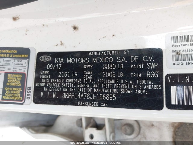 KIA FORTE LX 2018 3KPFL4A78JE196895 Image 9
