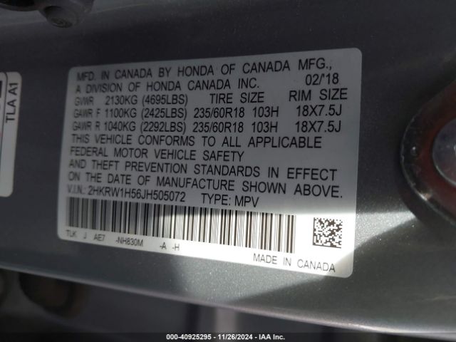 2HKRW1H56JH505072 Honda CR-V EX
