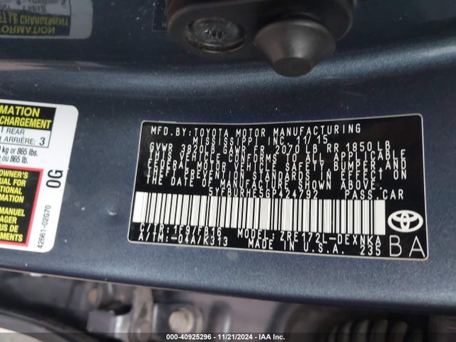 Toyota COROLLA LE 2016 5YFBURHE5GP424792 Image 9